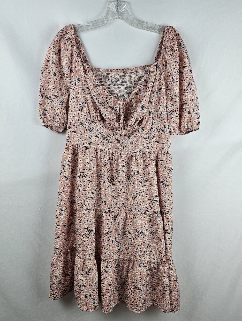 Cottagecore Sweetheart Puff Sleeve Smocked Dress 2X Praire Romantic